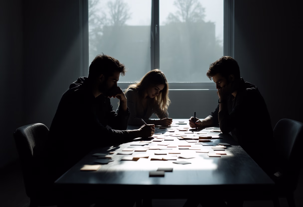 image of brainstorm session with sticky notes (for a b2b saas)